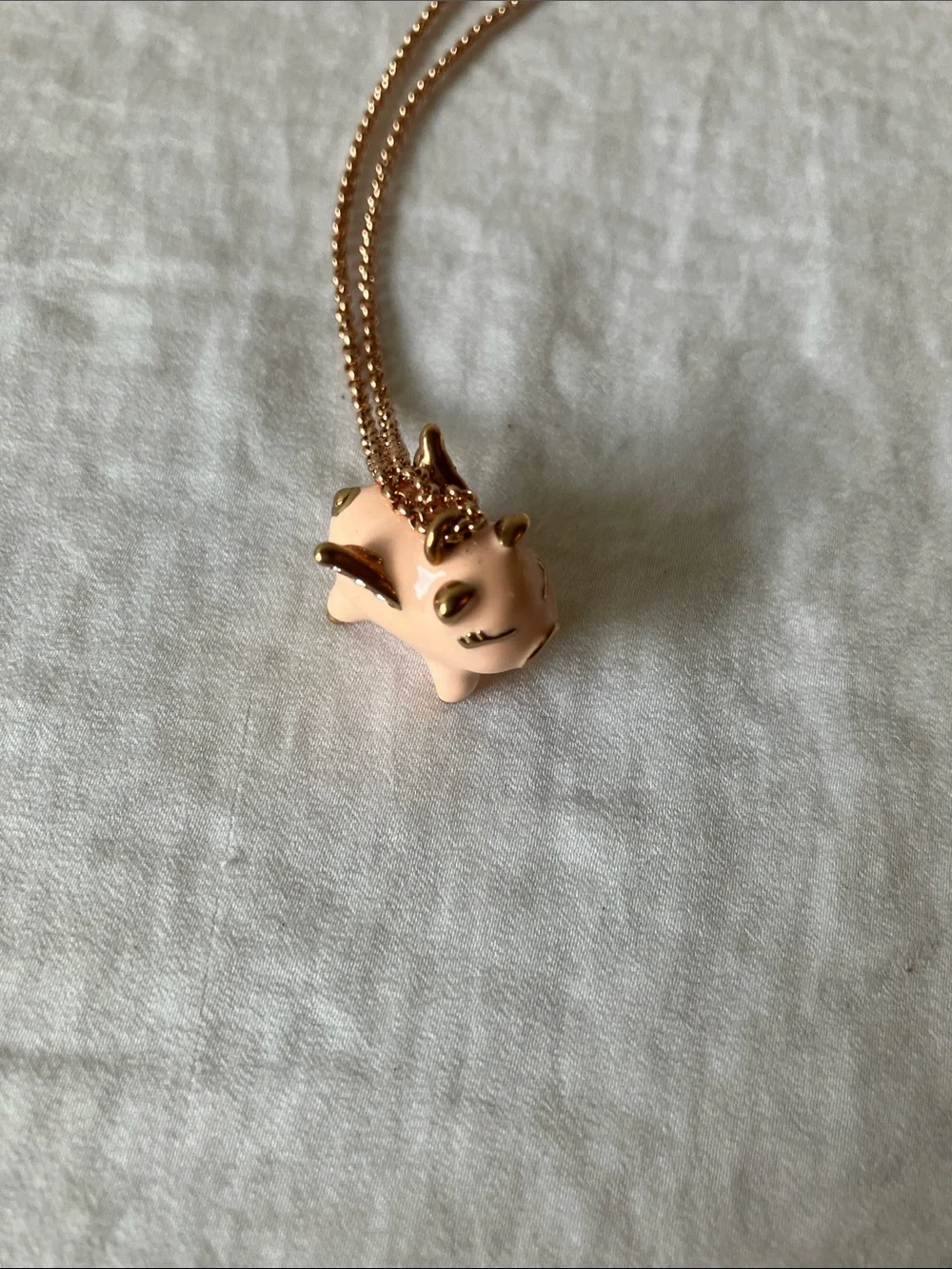 Kate Spade: Rose Gold Tone Pig “When Pigs Fly”Pendant Necklace- Dust Bag
